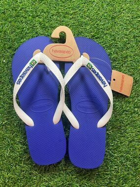 HAVAIANAS  Blue Brazil Logo Women’s 11-12 Flip-Flop  NWT AUTHENTIC Men 9/10